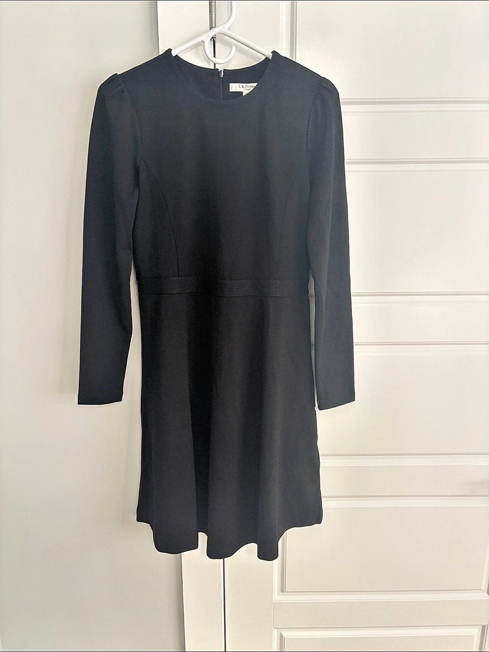 L.K. Bennett Long Sleeve Midi Dress in Black Size US 6. NWT